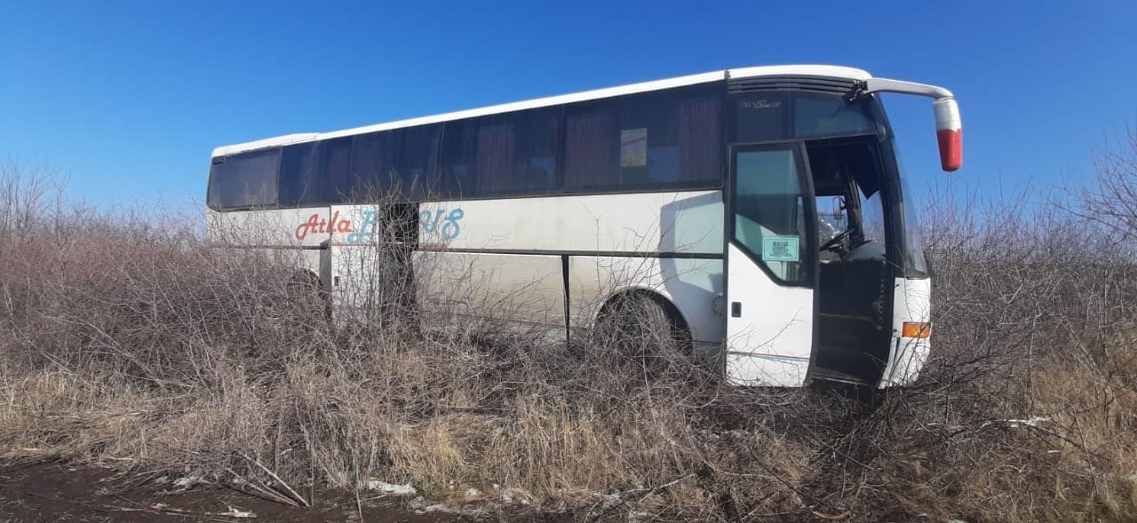 В Харьковской области рейсовый автобус съехал с трассы: пострадала пассажирка (фото)