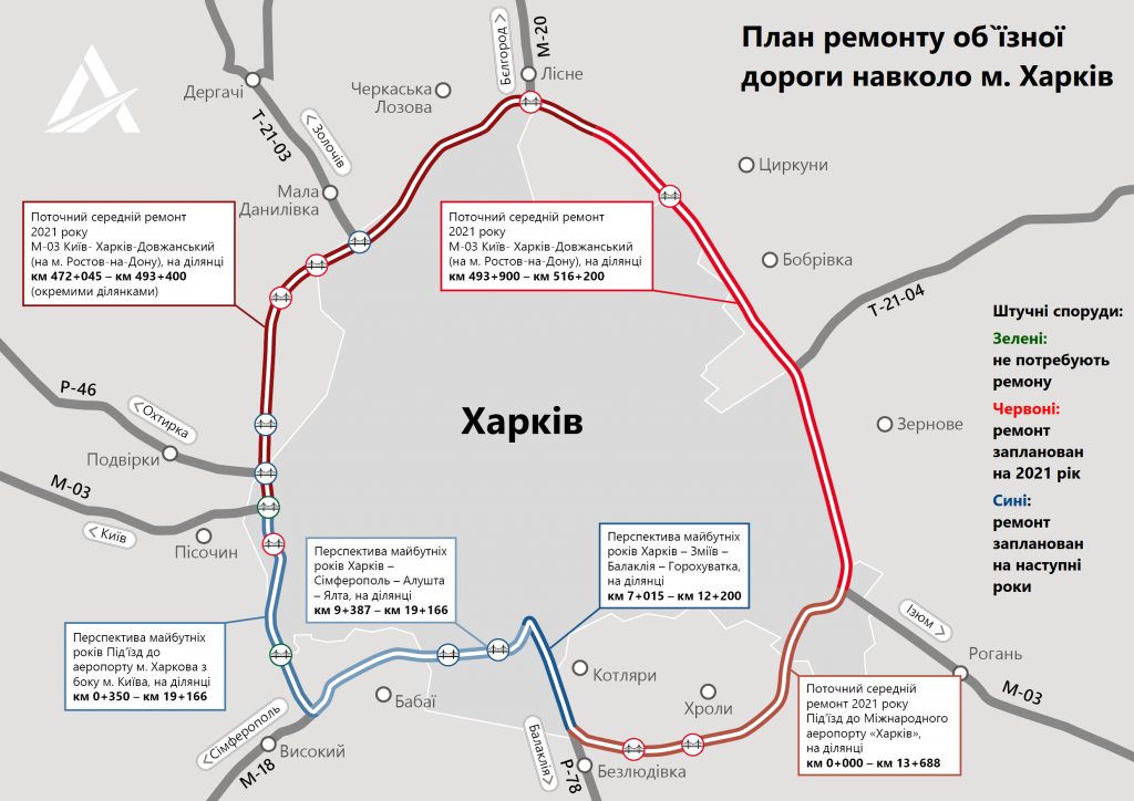 Окружную дорогу в Харькове будут ремонтировать два года (схема ремонта)