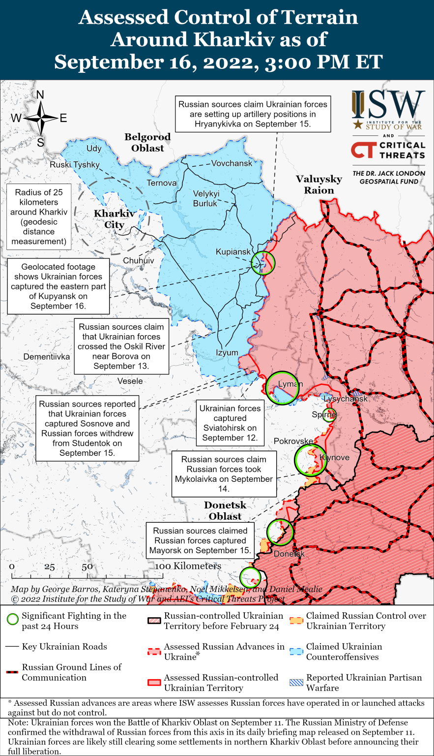 РФ буде важко утримати позиції у східній частині Харківської області – ISW