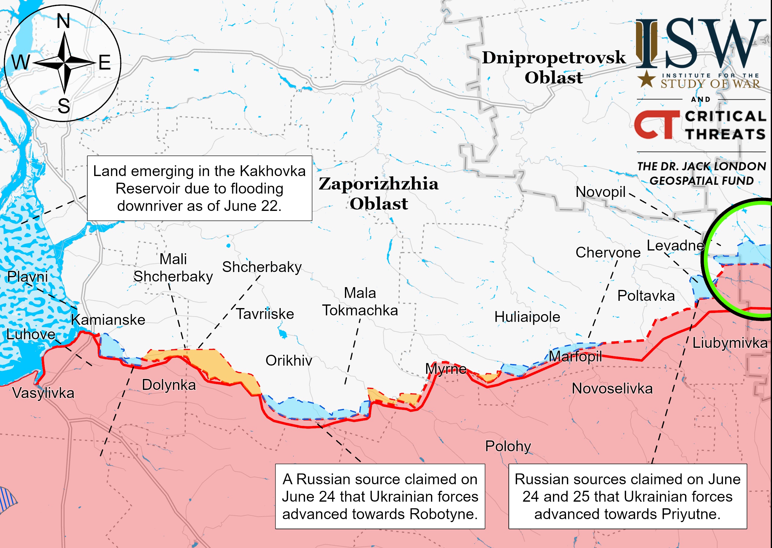 Запорожская область - фронт на 27 июня