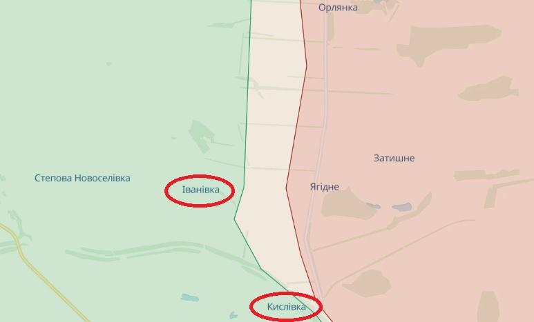 Іванівка та Кислівка на карті DeepState