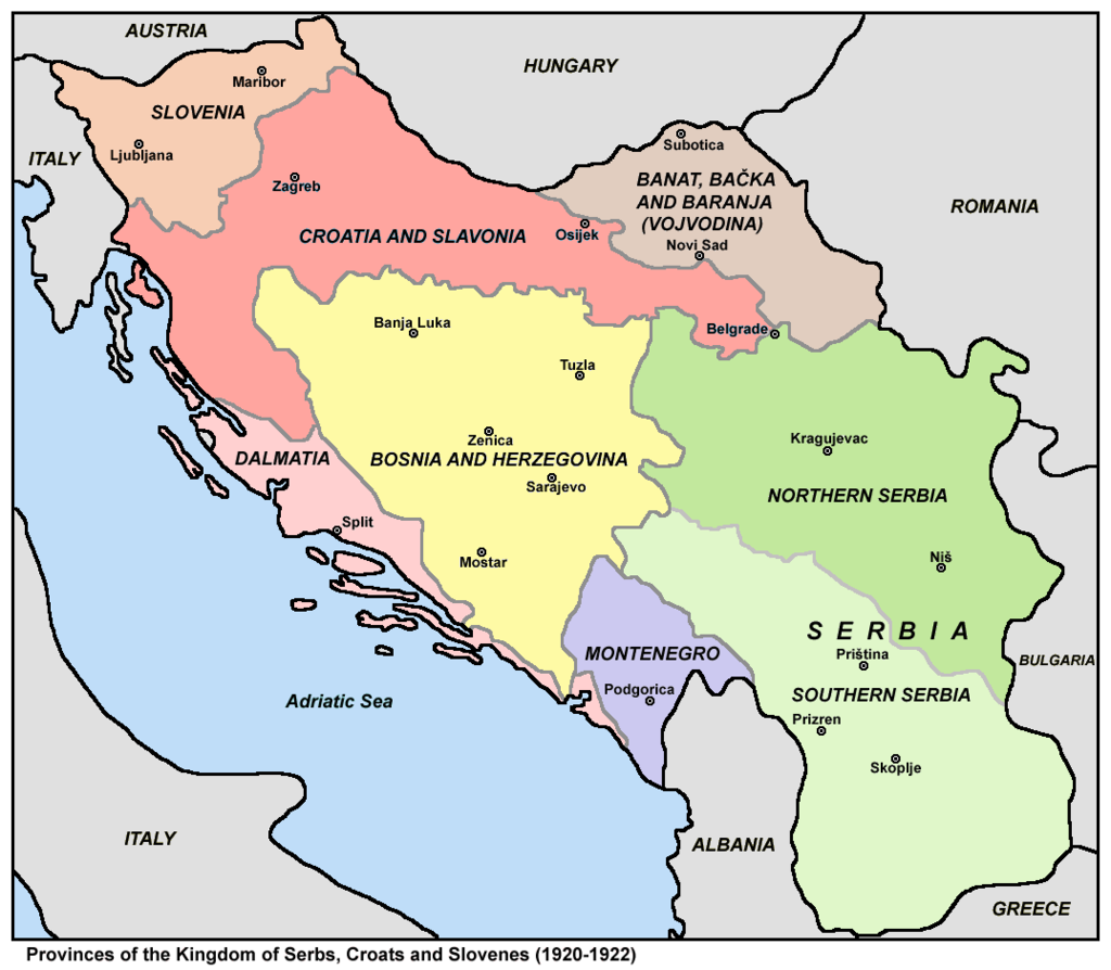 Карта Югославії 1918