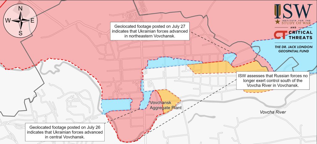 ISW: ЗС РФ втратили плацдарм на південному березі річки у Вовчанську
