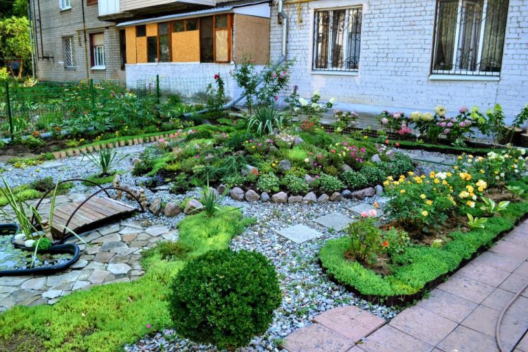 Мини-пруд и альпийская горка: двор в Харькове украсила жительница дома (фото)