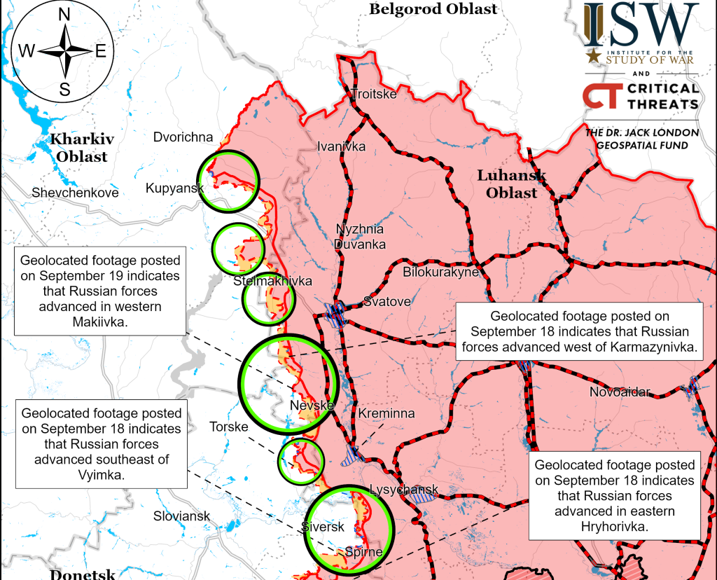 ISW: РФ просунулась на півночі Харківщини, біля Куп’янська змін немає