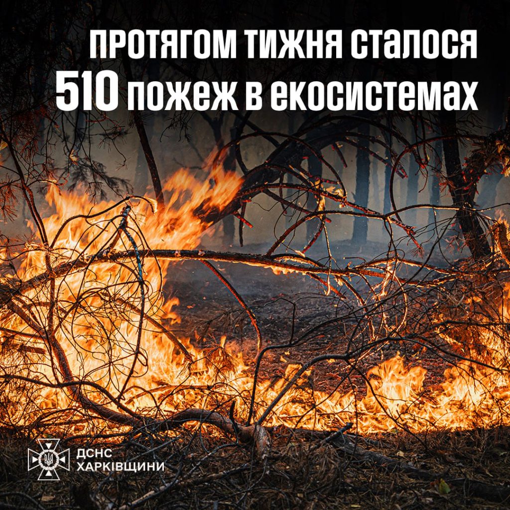 Понад пів тисячі пожеж виникло в екосистемах регіону за минулий тиждень