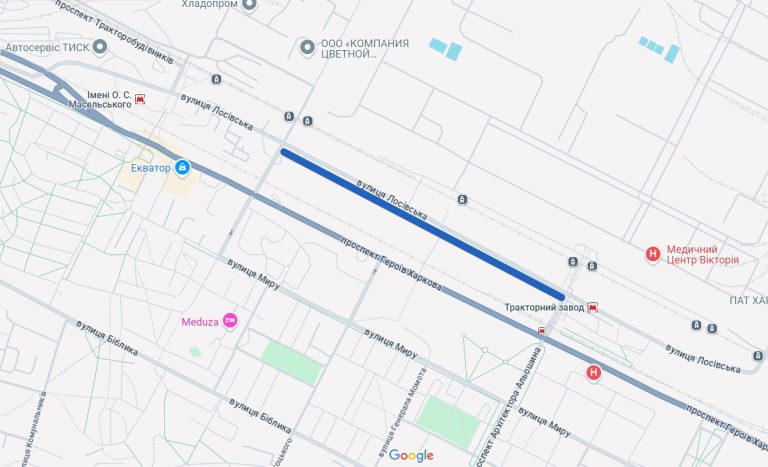 На три дня запретят движение по части улицы Лосевской в Харькове
