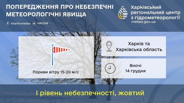 Опасную погоду ожидают этой ночью на Харьковщине — предупреждение синоптиков