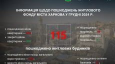 Терехов: 115 будинків пошкодили росіяни у грудні, вибили понад тисячу вікон